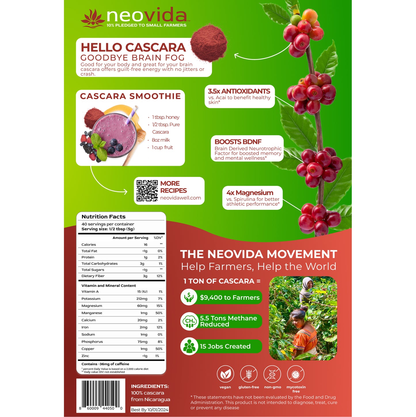 Cascara Clarity, Natural BDNF Brain Boost from Coffee Cherries